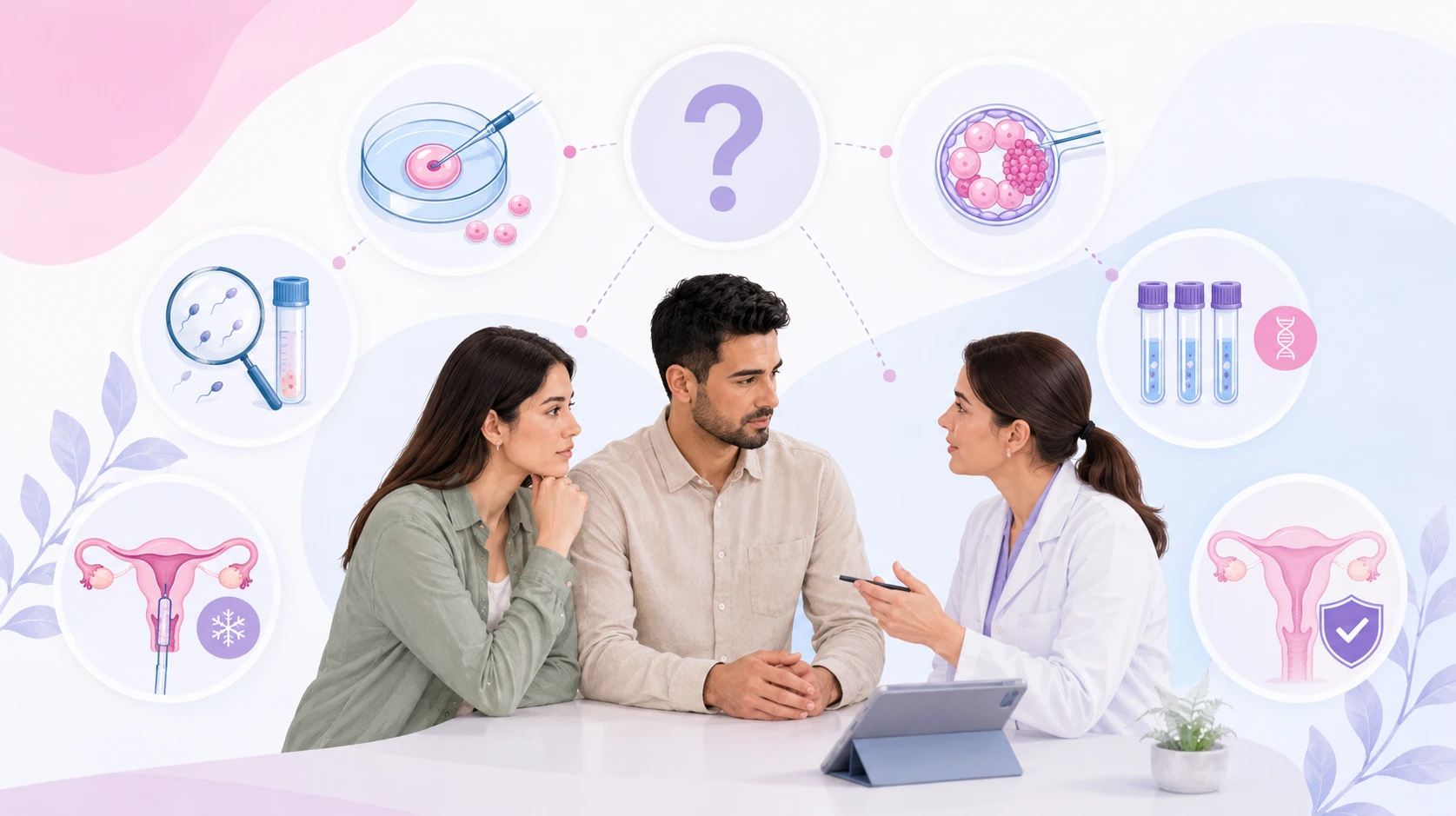 PGT genetik testin gerekli olduğu durumlar hakkında doktorla görüşen bir çift